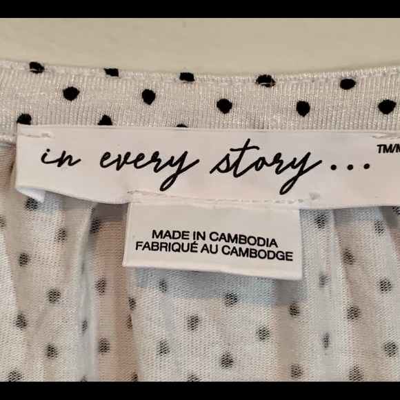 White with black polka dot blouse (sz X) - Picture 3 of 5